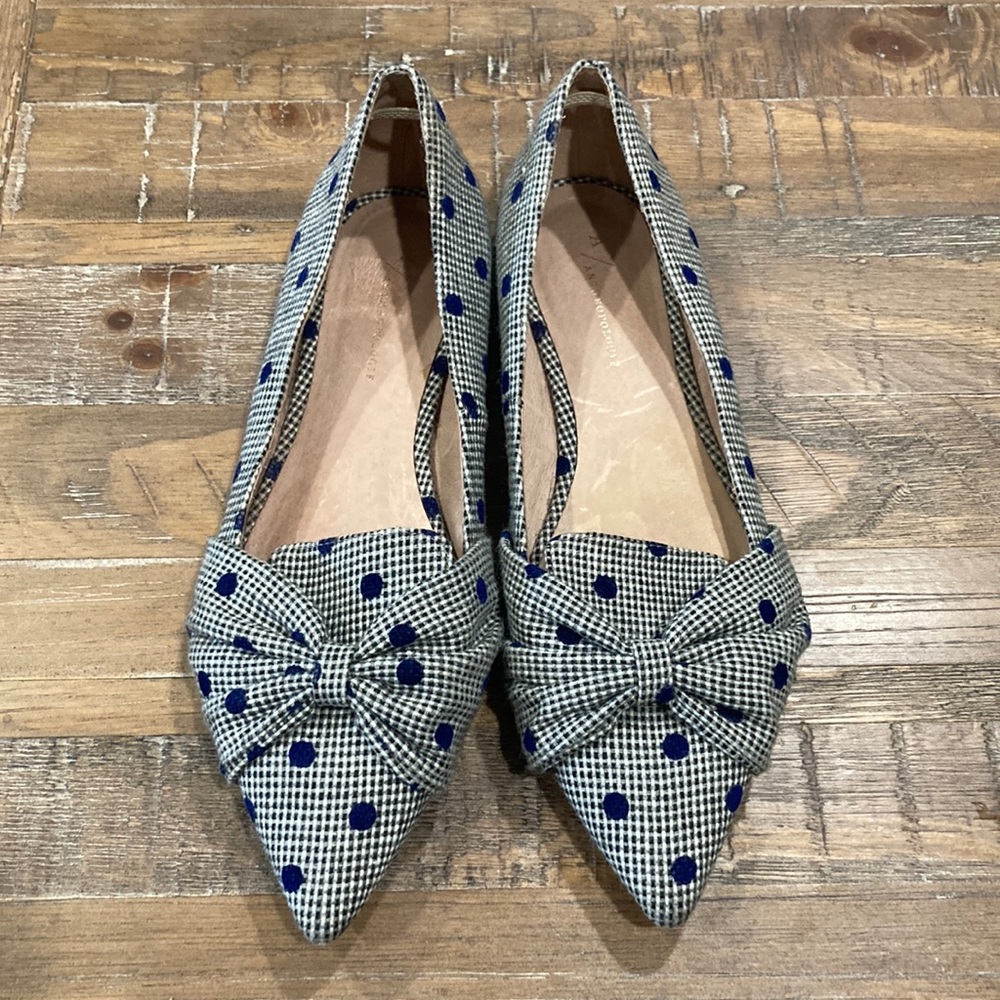 Anthropologie Pointed Toe Polka Dot Flats